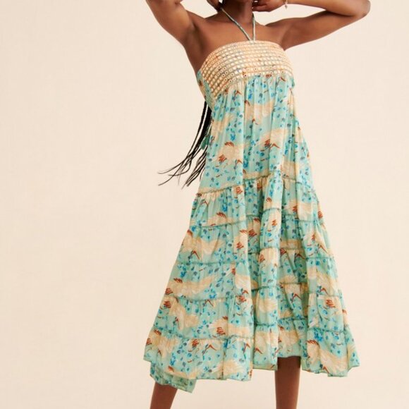 RAGA Dresses & Skirts - Raga Halter Top Midi Dress with Embroidered Detail Bust size large NWT